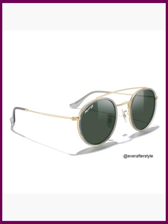 Retro Round Polarized Sunglasses Metal Frame Double Bridge Unisex